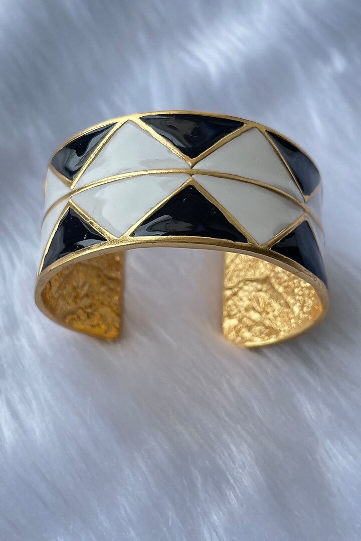 Gold Plated Handcrafted Enameled Cuff by MNSH at Pernia's Pop Up Shop