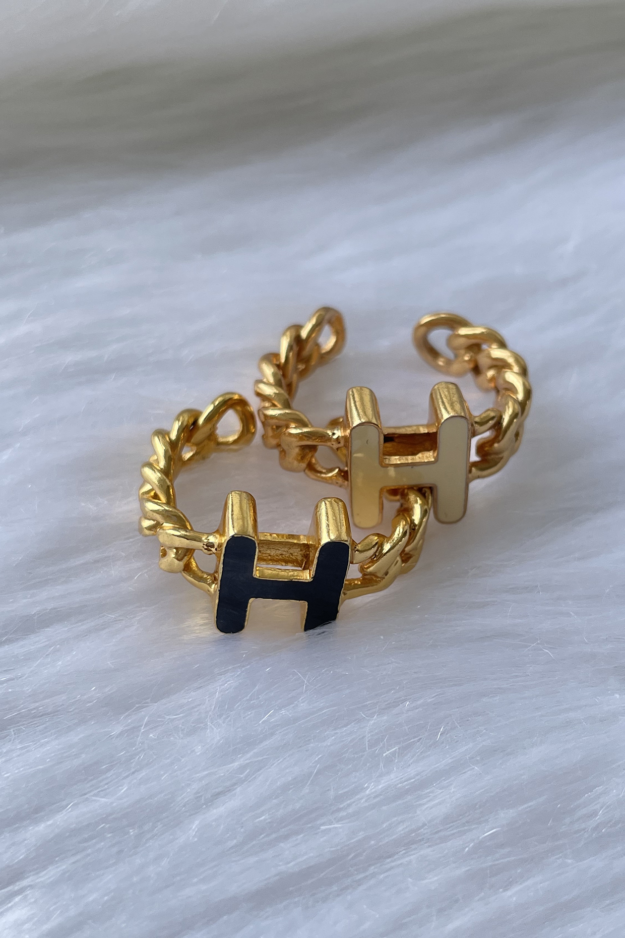 Gold Plated Handcrafted Initial Ring by MNSH at Pernia's Pop Up Shop