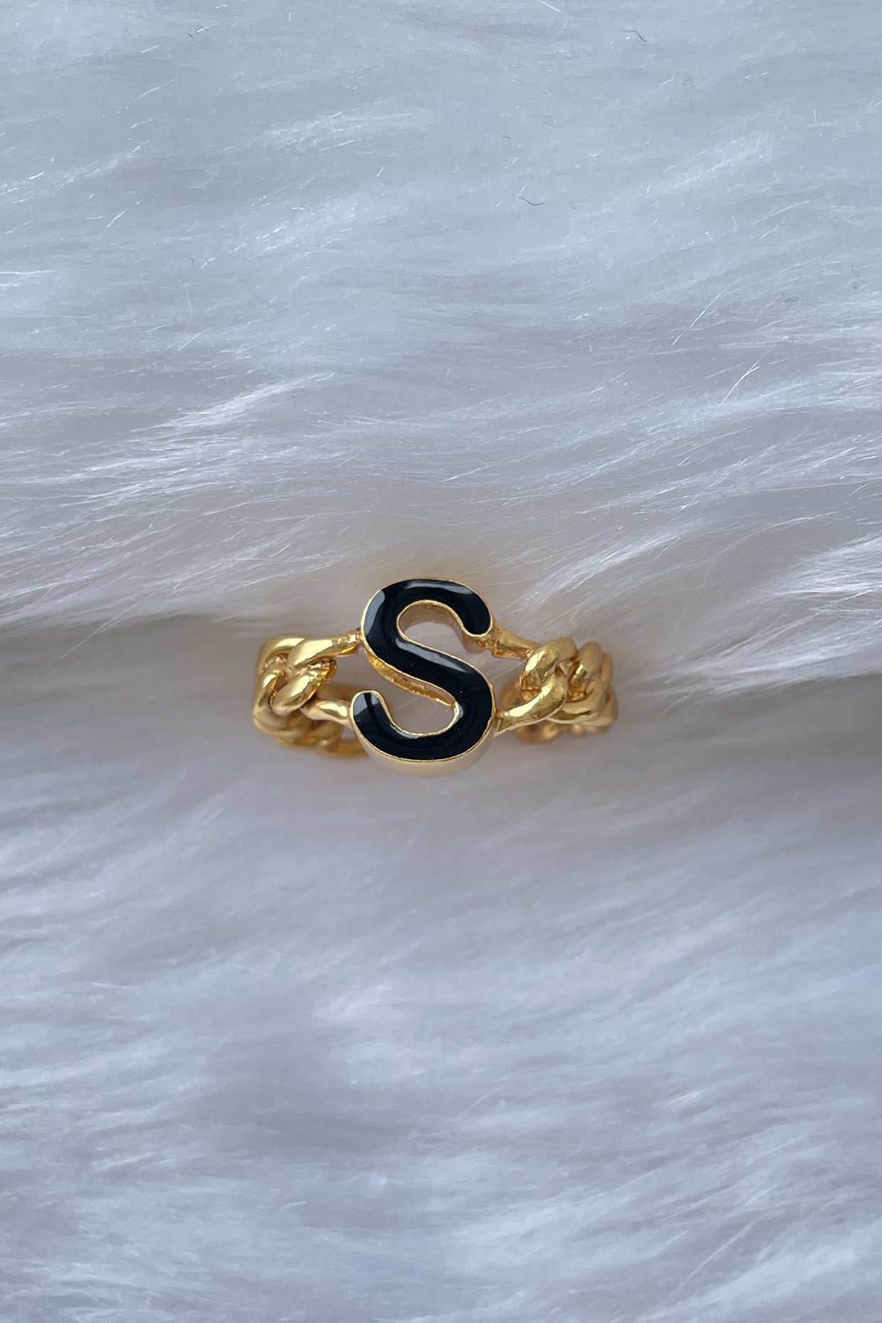 Gold Plated Handcrafted Initial Ring by MNSH at Pernia's Pop Up Shop