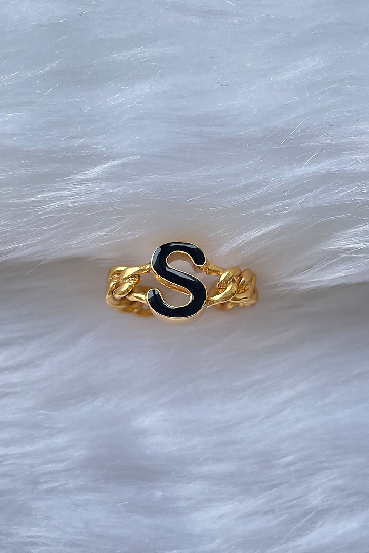 Gold Plated Handcrafted Initial Ring by MNSH at Pernia's Pop Up Shop