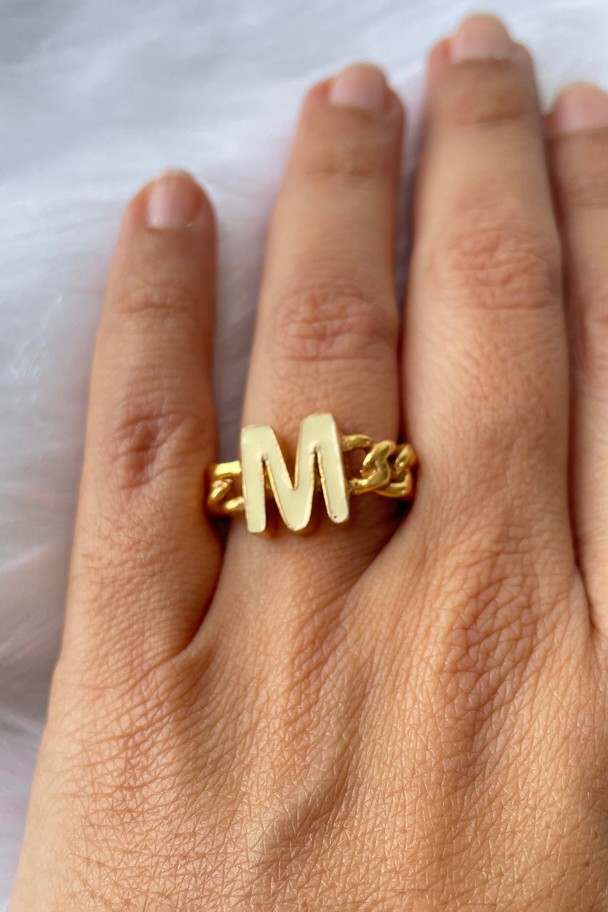 Love Heart Initial Letter M Valentine for Girls stylish design Gold plated  ring