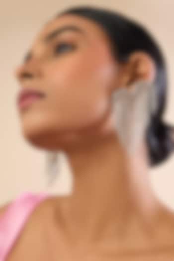 Silver Finish Rhinestone Dangler Earrings by MNSH at Pernia's Pop Up Shop