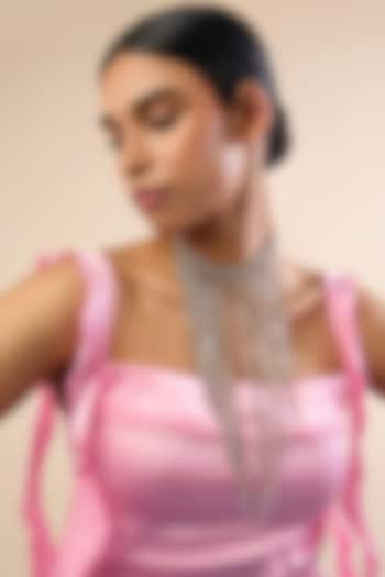 Silver Finish Rhinestone Layered Necklace by MNSH at Pernia's Pop Up Shop