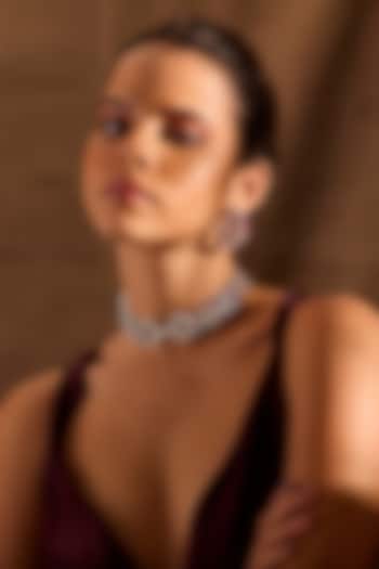 White Rhodium Finish Ruby Stone Choker Necklace by MNSH at Pernia's Pop Up Shop