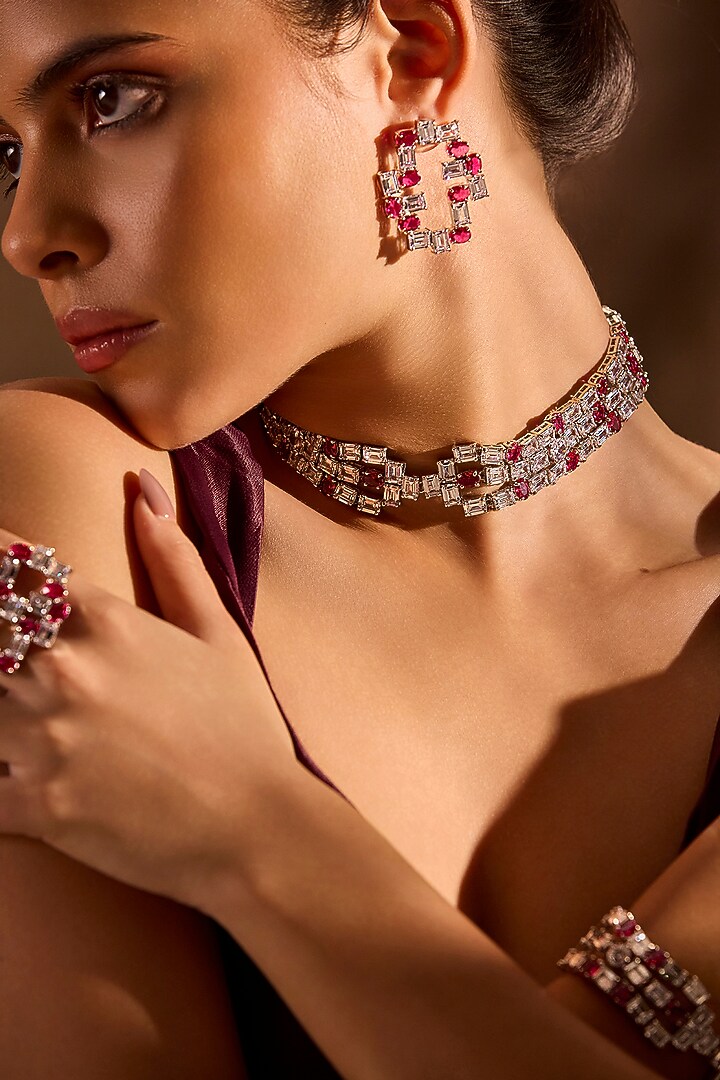 White Rhodium Finish Ruby Stone Ring by MNSH at Pernia's Pop Up Shop