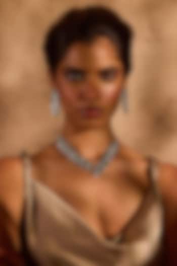 White Rhodium Finish Emerald Stone Necklace by MNSH at Pernia's Pop Up Shop