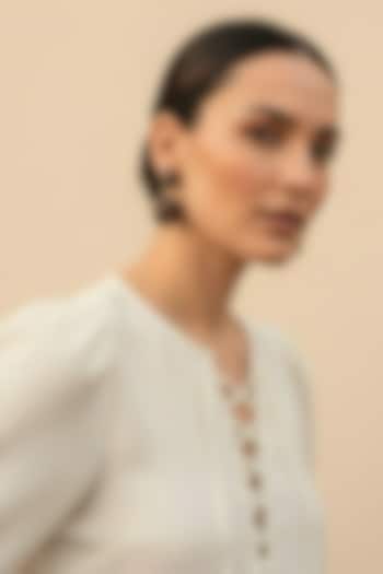 Gold Plated Brown & Gold Stone Dangler Earrings by MNSH at Pernia's Pop Up Shop