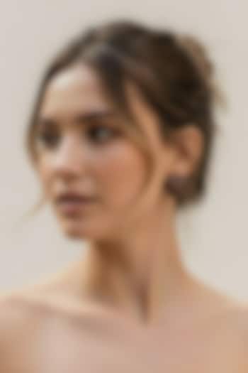 Gold Plated Brown & Gold Stone Stud Earrings by MNSH at Pernia's Pop Up Shop