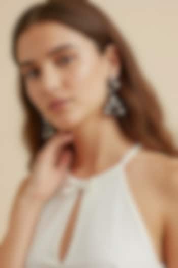 Gold Plated Brown Stone & Pearl Dangler Earrings by MNSH at Pernia's Pop Up Shop