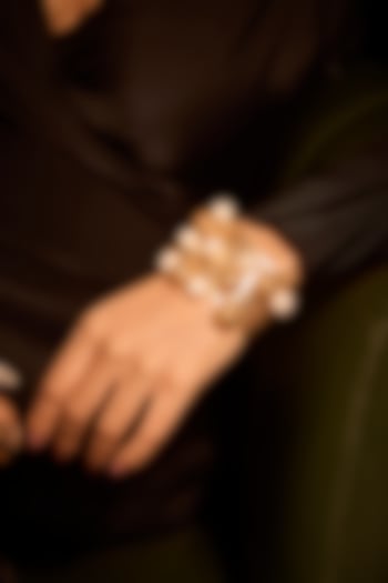 Gold Plated Pearl Adjustable Cuff Bracelet by MNSH at Pernia's Pop Up Shop