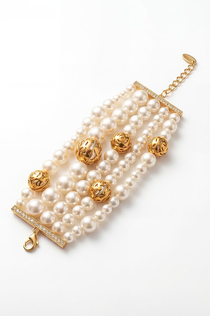 Gold Plated Pearl Bracelet by MNSH at Pernia's Pop Up Shop