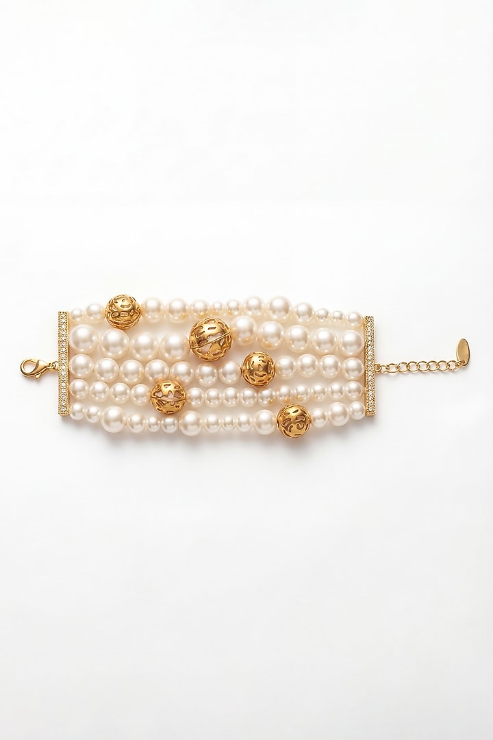 Gold Plated Pearl Bracelet by MNSH at Pernia's Pop Up Shop