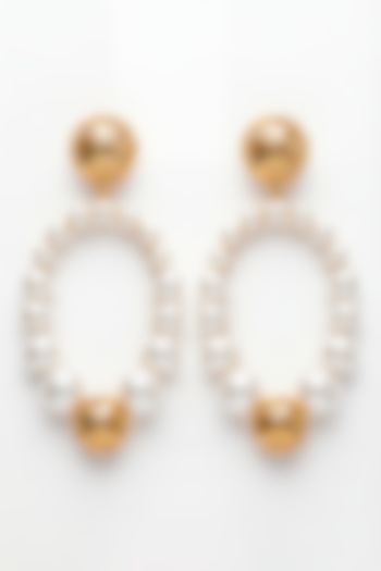 Gold Plated Pearl Dangler Earrings by MNSH at Pernia's Pop Up Shop