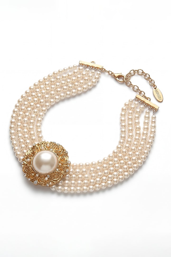 Gold Plated Pearl Choker Necklace by MNSH at Pernia's Pop Up Shop
