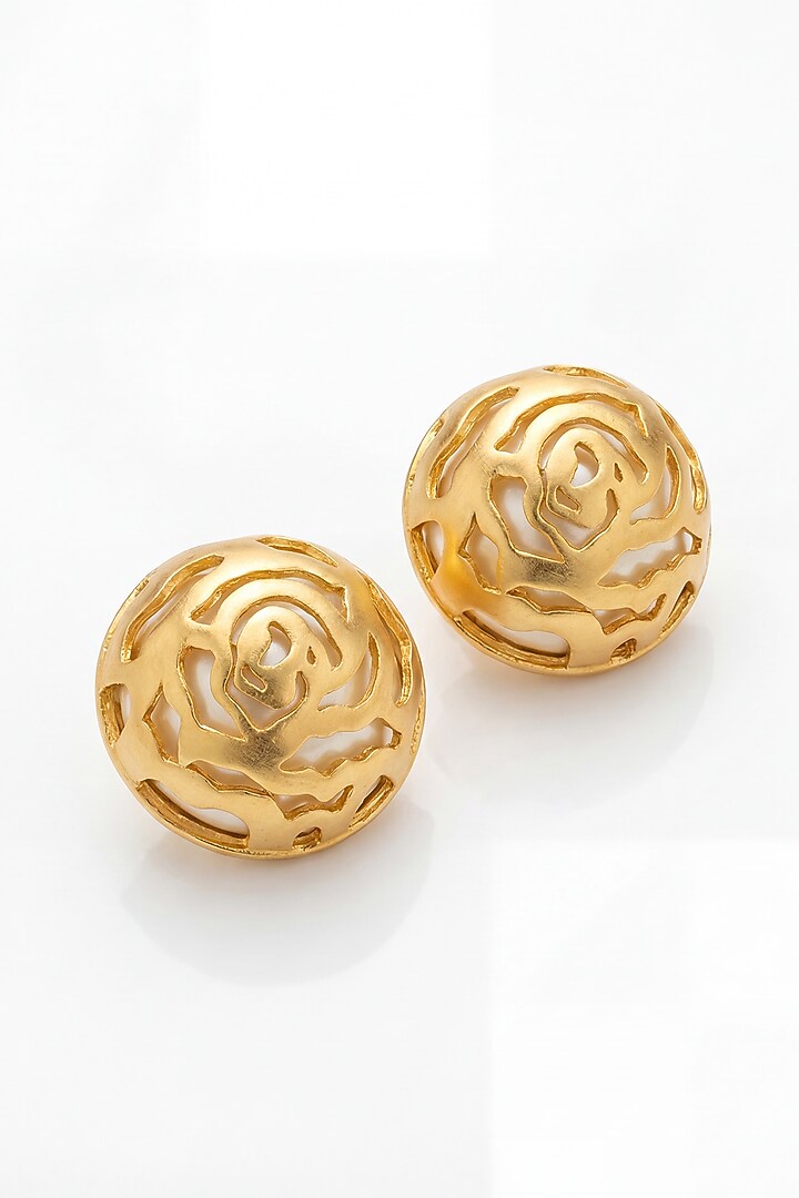 Gold Plated Floral Stud Earrings by MNSH at Pernia's Pop Up Shop