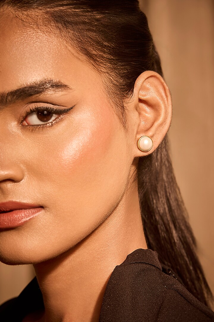 Gold Plated Pearl Floral Ear Climbers by MNSH at Pernia's Pop Up Shop