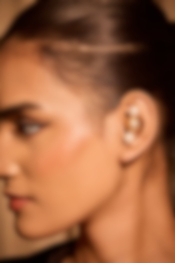 Gold Plated Pearl Earcuffs (Set Of 2) by MNSH at Pernia's Pop Up Shop