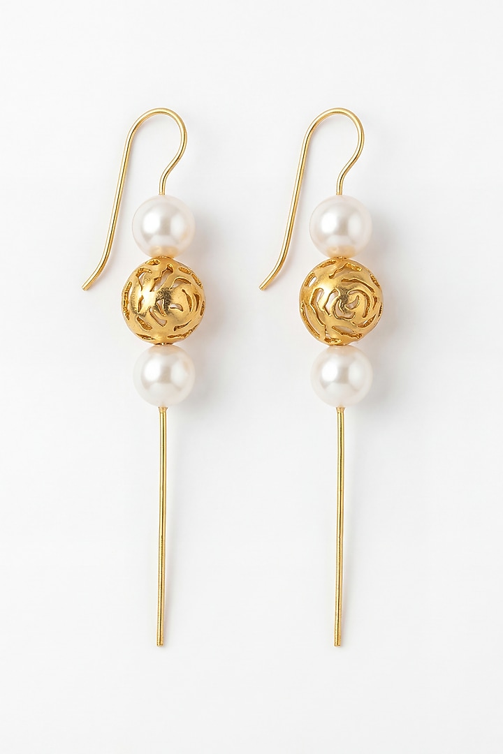 Gold Plated Pearl Earcuffs (Set Of 2) by MNSH at Pernia's Pop Up Shop