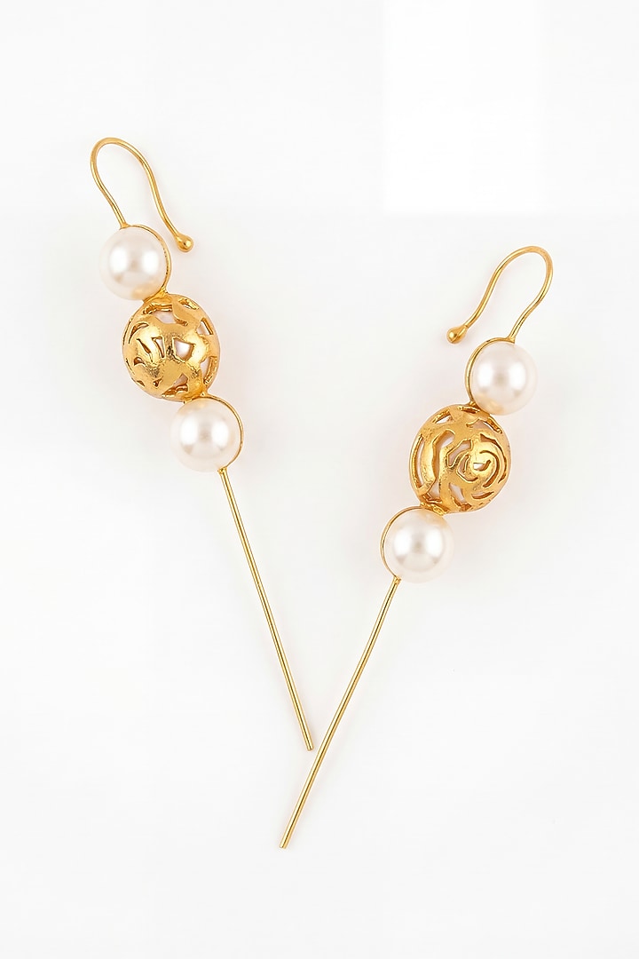 Gold Plated Pearl Earcuffs (Set Of 2) by MNSH at Pernia's Pop Up Shop