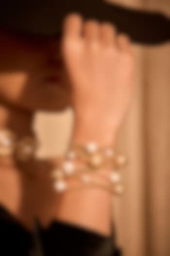 Gold Plated Pearl Floral Bracelet by MNSH at Pernia's Pop Up Shop