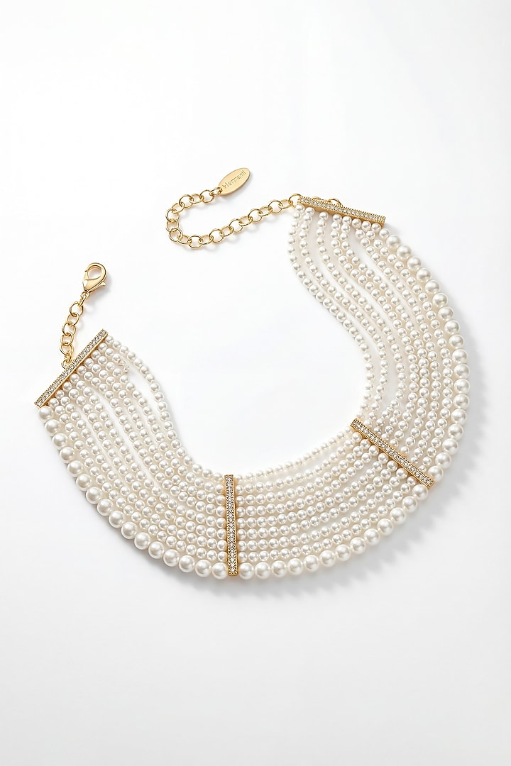 Gold Plated Pearl Statement Choker Necklace by MNSH at Pernia's Pop Up Shop