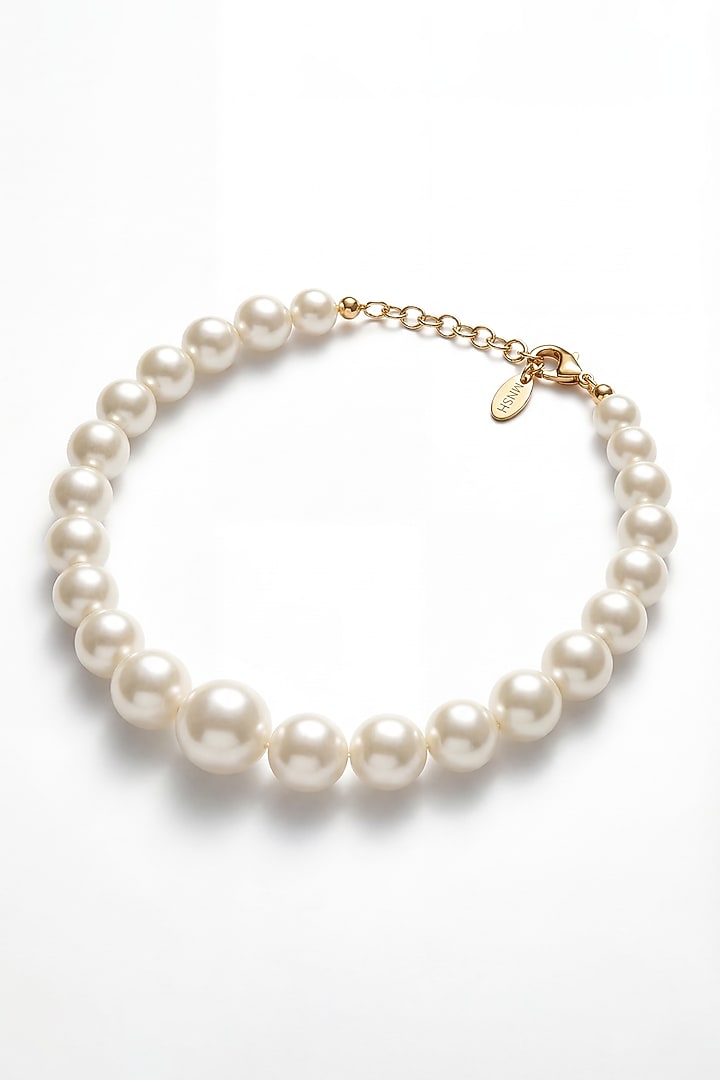 Gold Plated Pearl Choker Necklace by MNSH at Pernia's Pop Up Shop
