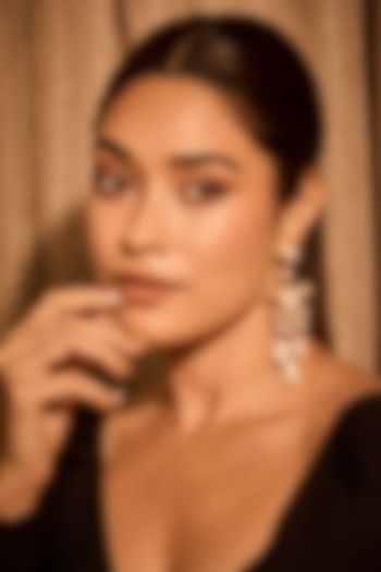 Gold Plated Pearl Floral Dangler Earrings by MNSH at Pernia's Pop Up Shop