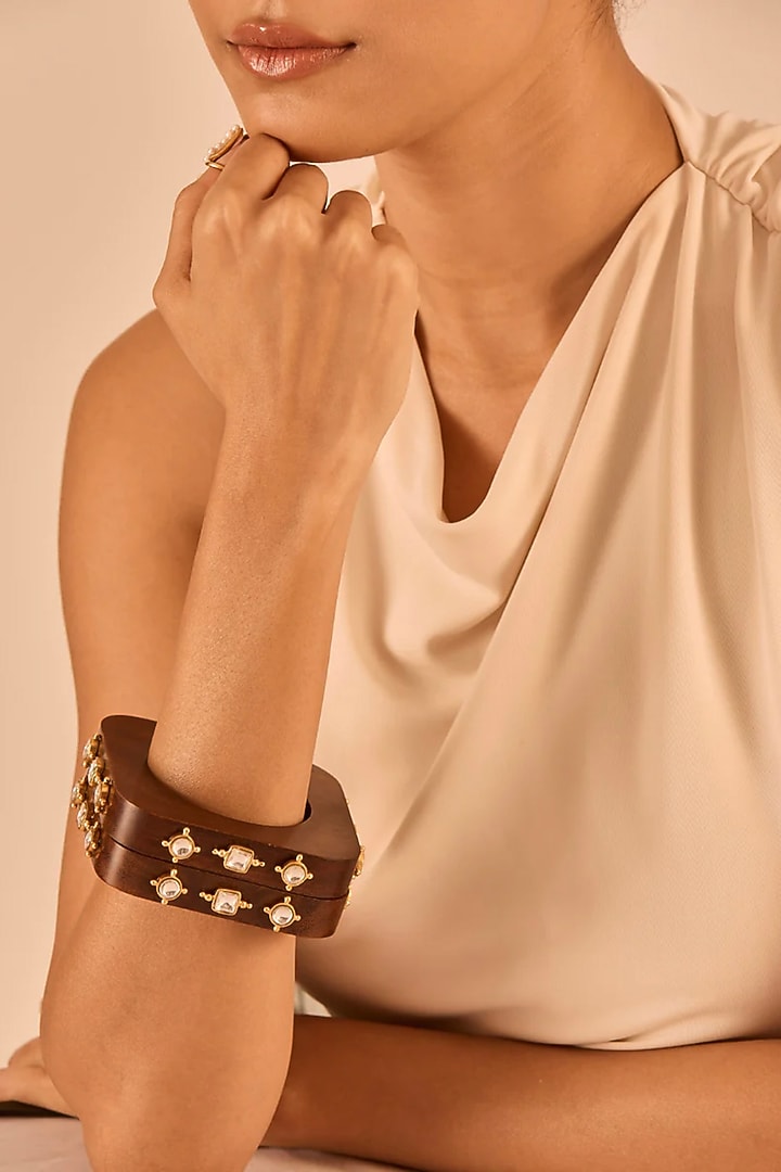 Brown Kundan Polki Bangle by MNSH at Pernia's Pop Up Shop