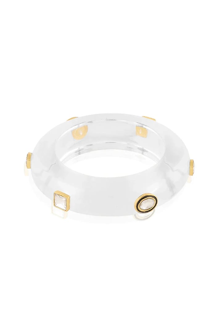 White Kundan Polki Bangle by MNSH at Pernia's Pop Up Shop