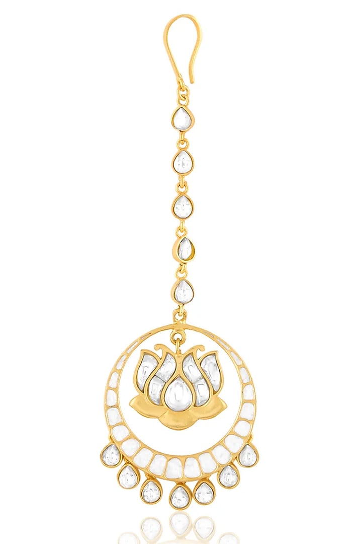 Gold Finish Kundan Polki Maangtikka by MNSH at Pernia's Pop Up Shop