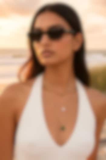 Gold Plated Long Layered Green Stone Necklace by MNSH at Pernia's Pop Up Shop