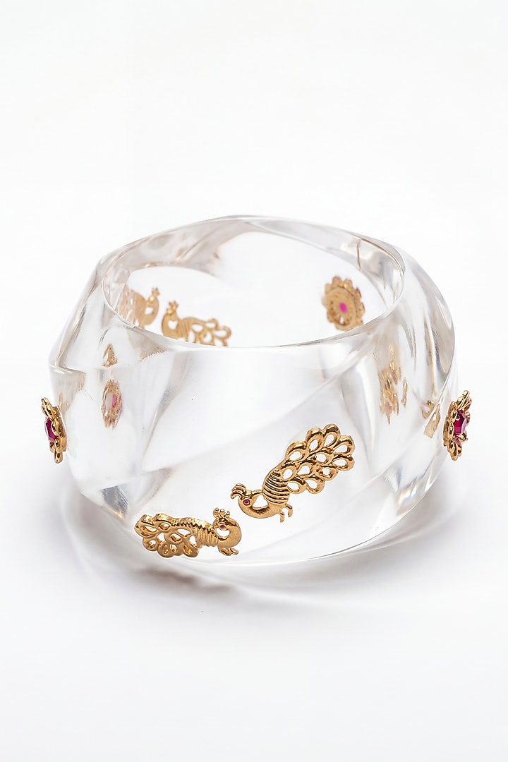 Gold Plated Transparent Resin Bangle by MNSH at Pernia's Pop Up Shop