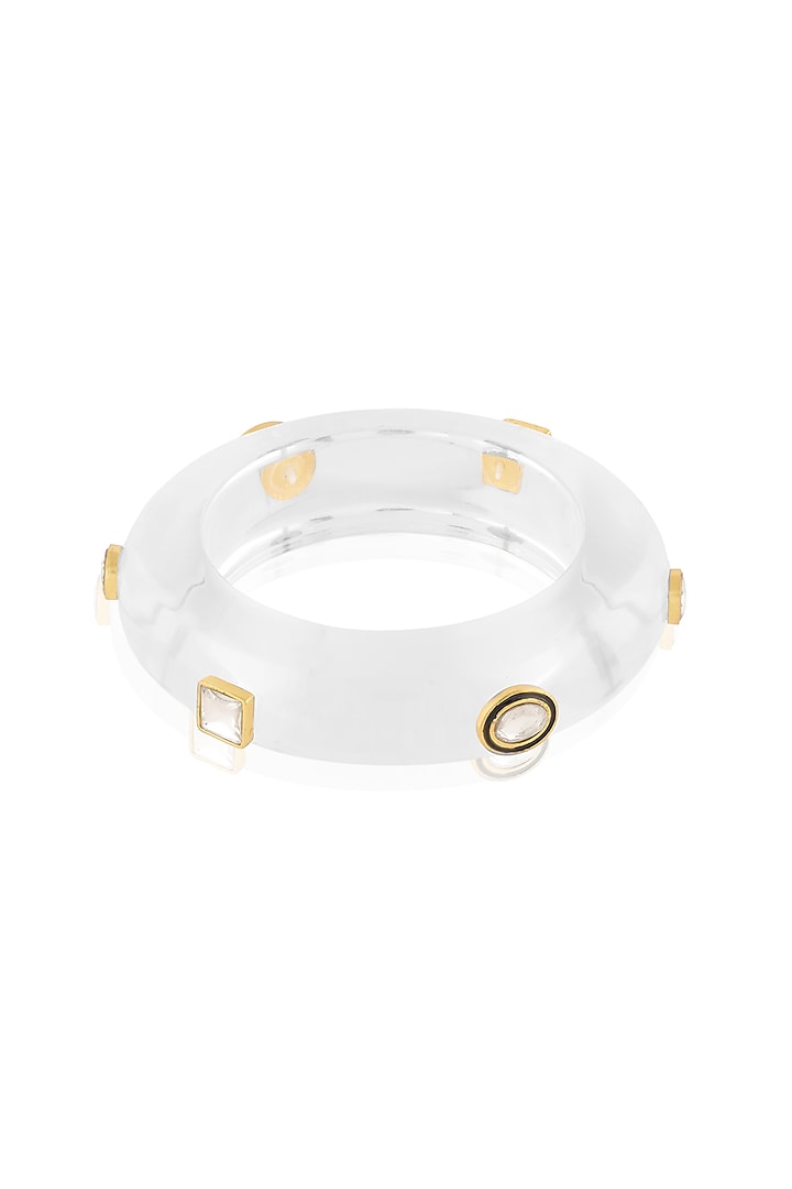 Gold Plated Kundan Polki Resin Bangle by MNSH at Pernia's Pop Up Shop