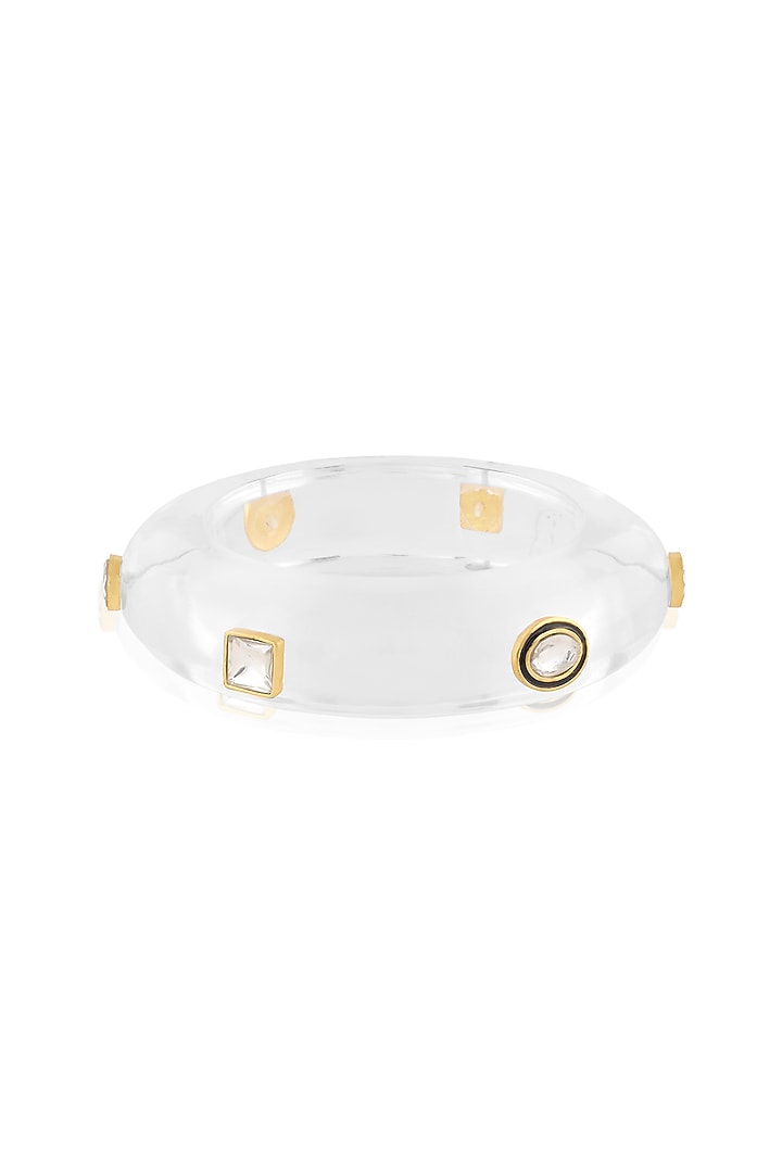 Gold Plated Kundan Polki Resin Bangle by MNSH at Pernia's Pop Up Shop