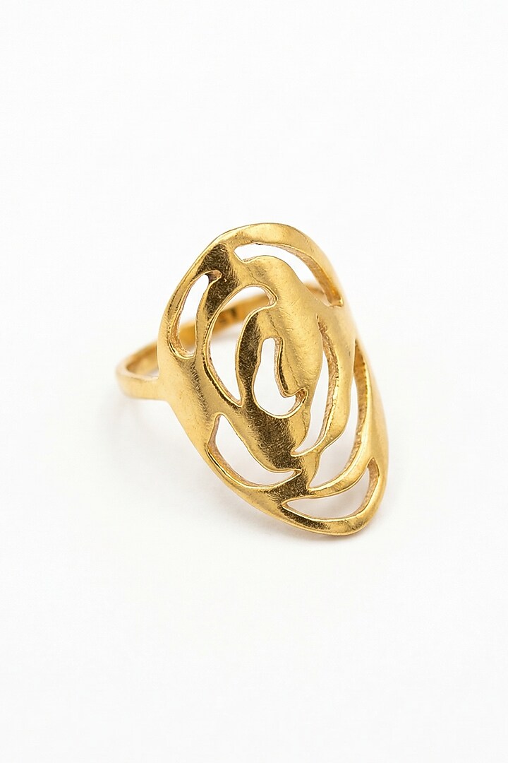 Gold Plated Pearl Adjustable Nail Rings (Set Of 3) by MNSH at Pernia's Pop Up Shop