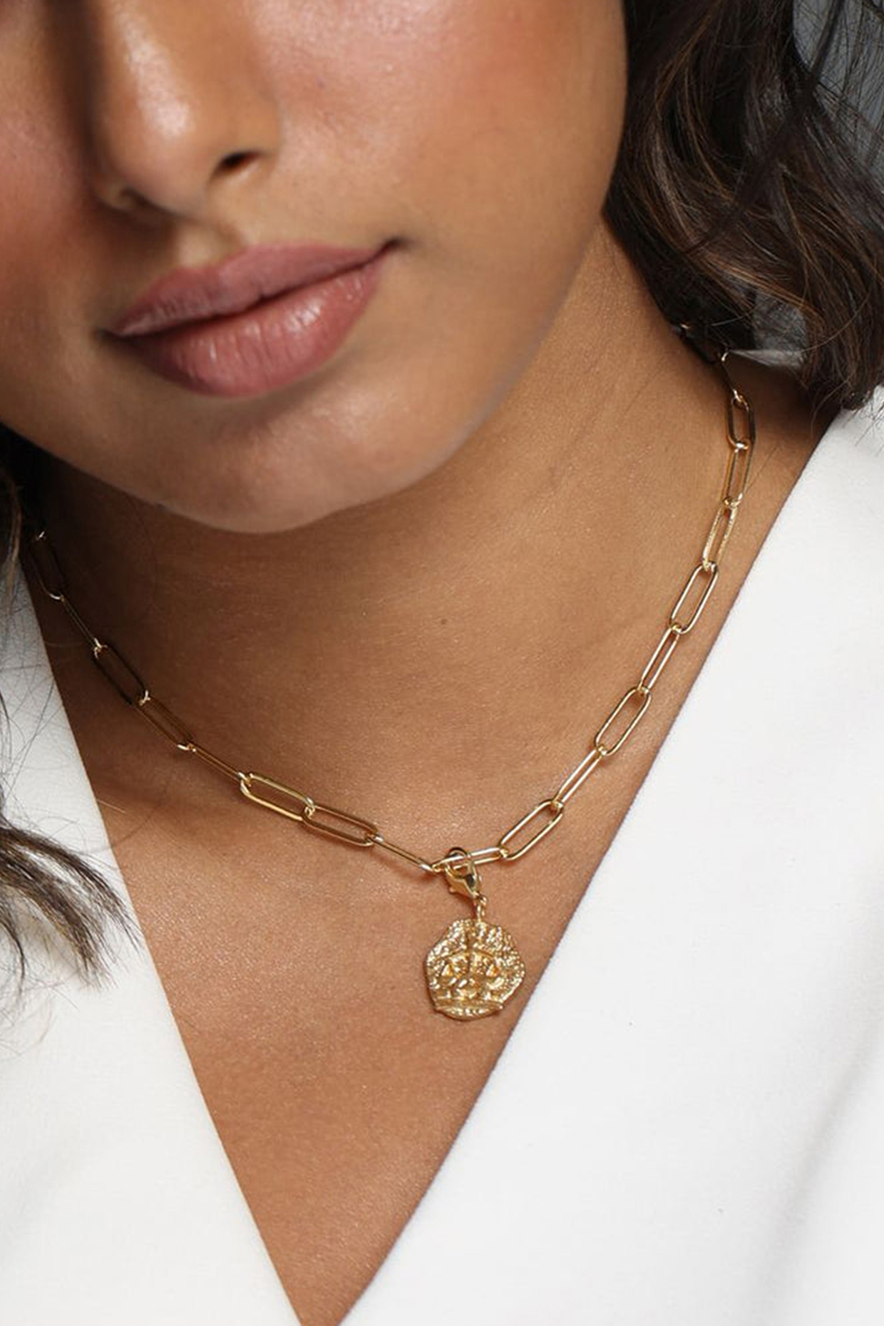 Gold Finish Virgo Charm Chain Necklace by MNSH at Pernia's Pop Up Shop