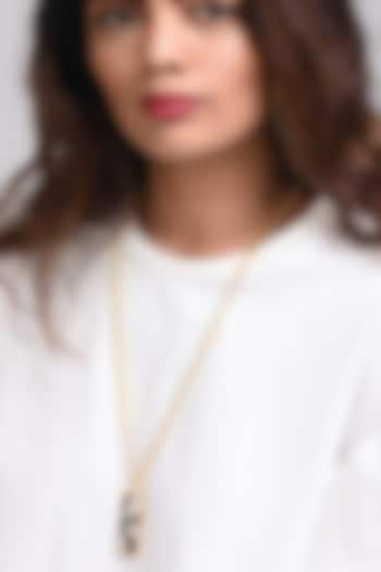 Gold Finish Ray Black Pendant Necklace by MNSH at Pernia's Pop Up Shop