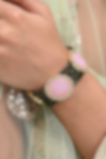 Gold Finish Pink Rose Quartz Bracelet by MNSH at Pernia's Pop Up Shop