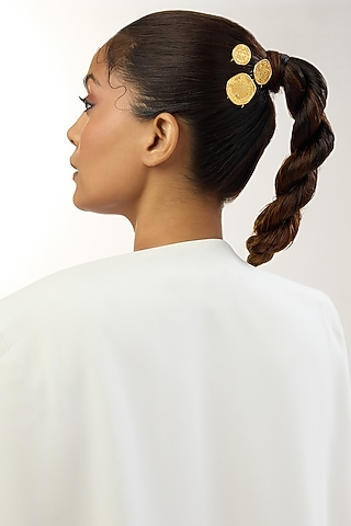 Gold Plated Hair Pin (Set Of 3) by MNSH