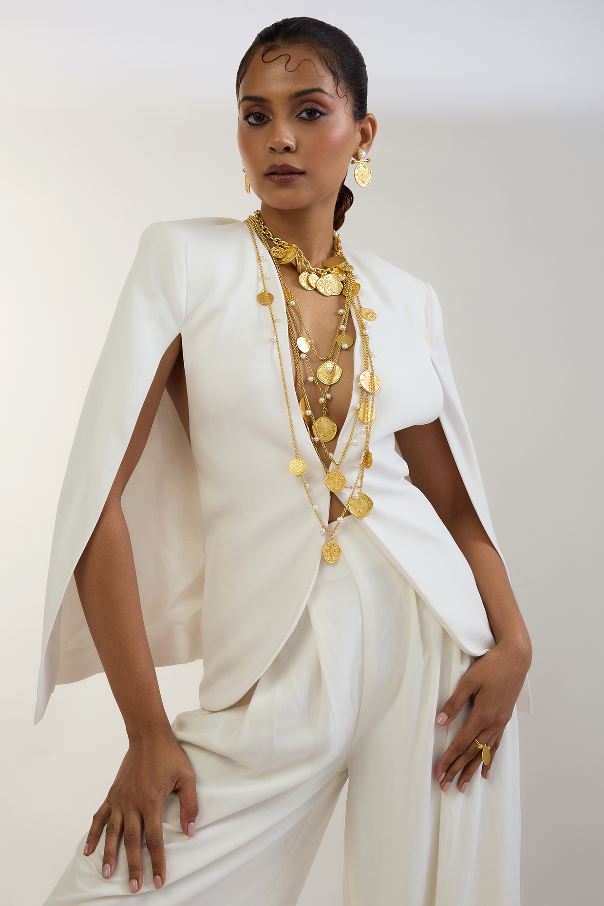 Gold Plated Long Layered Necklace by MNSH at Pernia's Pop Up Shop