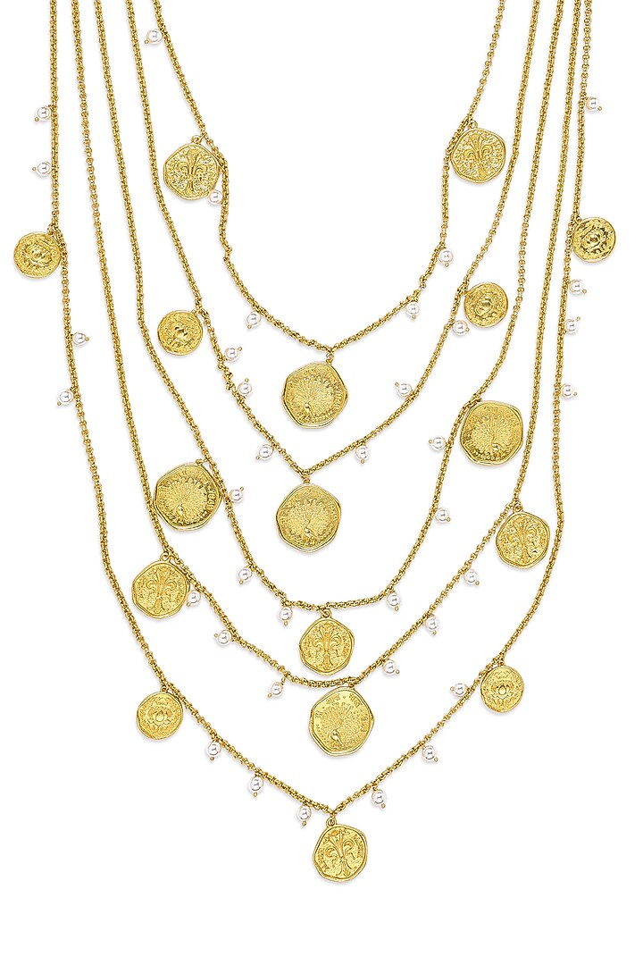 Gold Plated Long Layered Necklace by MNSH at Pernia's Pop Up Shop