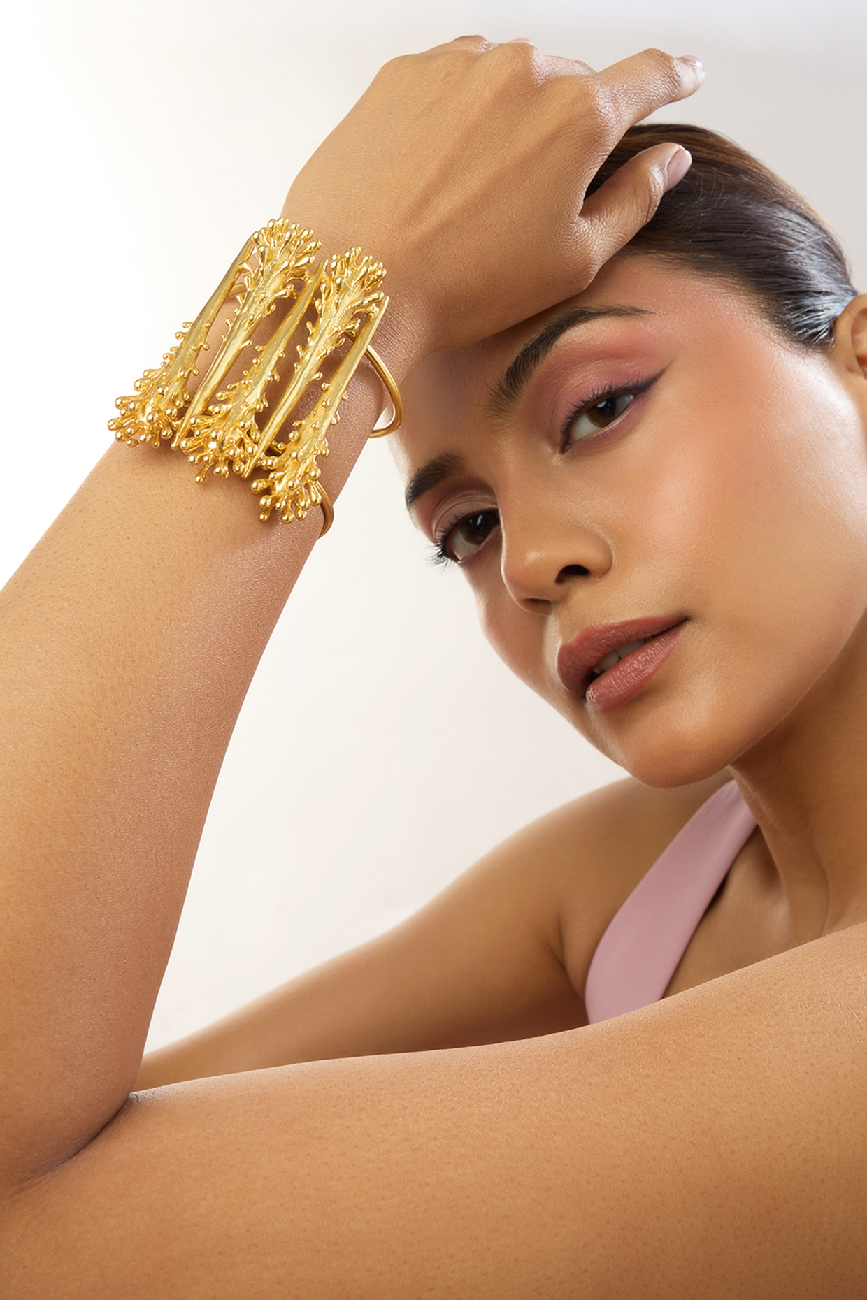 Gold Plated Vine Statement Cuff by MNSH at Pernia's Pop Up Shop
