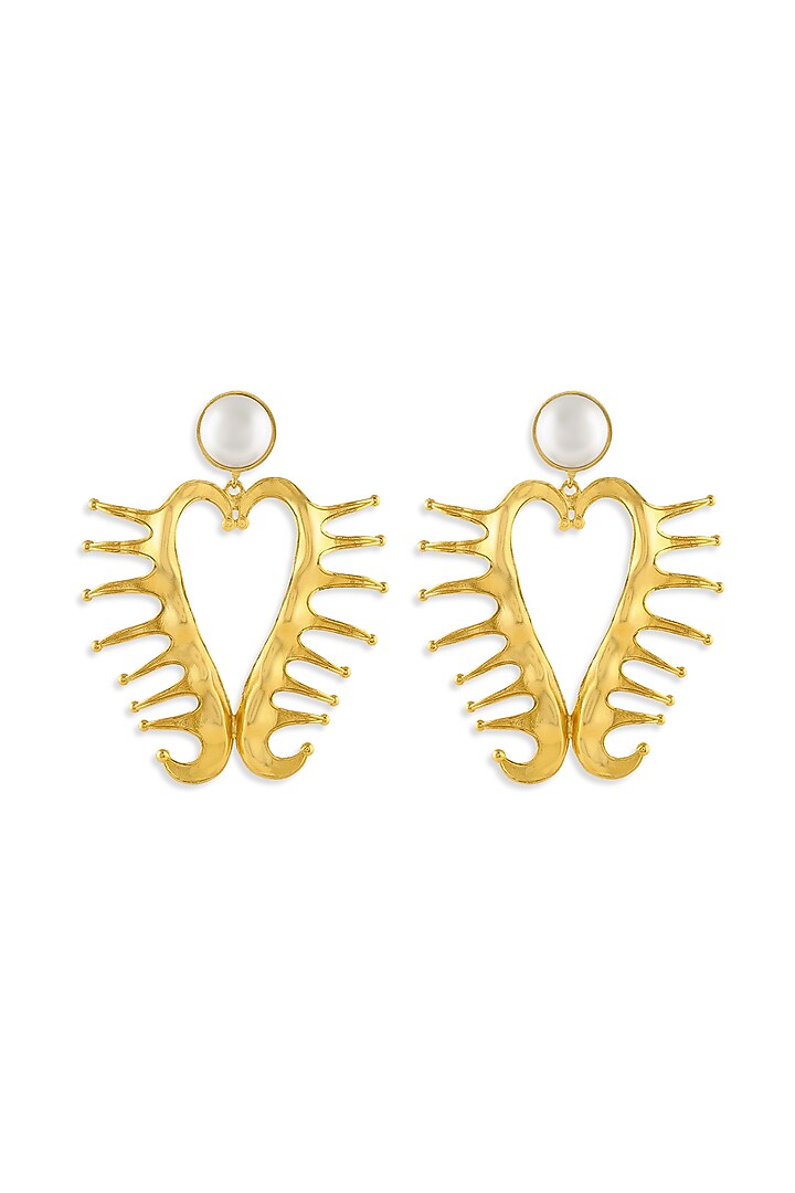 Gold Plated Pearl Dangler Earrings by MNSH at Pernia's Pop Up Shop