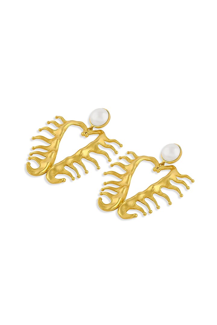 Gold Plated Pearl Dangler Earrings by MNSH at Pernia's Pop Up Shop