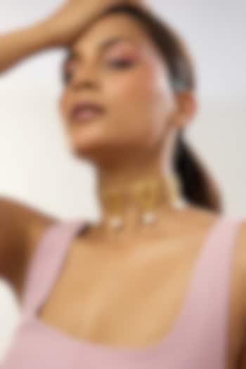 Gold Plated Pearl Choker Necklace by MNSH at Pernia's Pop Up Shop