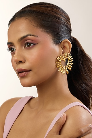 Gold Plated Heart Stud Earrings by MNSH