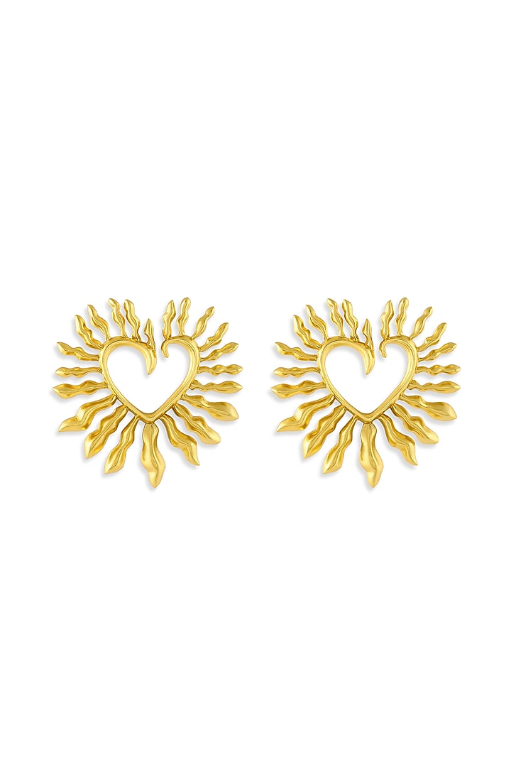 Gold Plated Heart Stud Earrings by MNSH at Pernia's Pop Up Shop