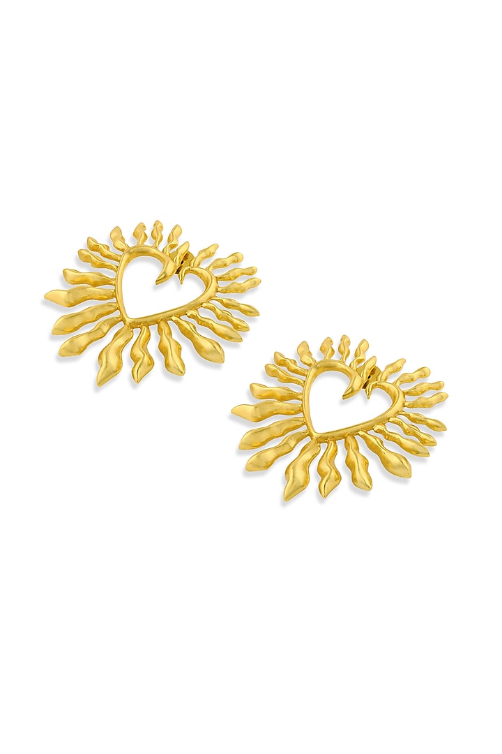 Gold Plated Heart Stud Earrings by MNSH at Pernia's Pop Up Shop
