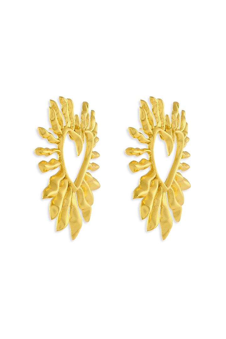 Gold Plated Heart Stud Earrings by MNSH at Pernia's Pop Up Shop