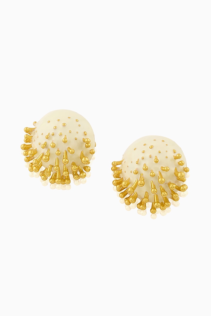 Gold Plated Round Stud Earrings by MNSH at Pernia's Pop Up Shop